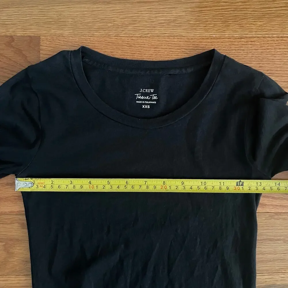 J. Crew Tissue Tee Long Sleeve Black Womens XXS Minimalist Everyday Basic Casual